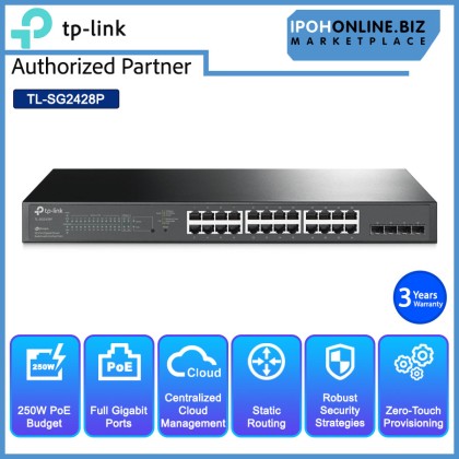 Tp-Link Omada TL-SG2428P JetStream 28-Port Gigabit Smart Switch with 24-Port PoE+ Tp-Link Omada TL-SG2428P JetStream 28-Port Gigabit Smart Switch with 24-Port PoE+